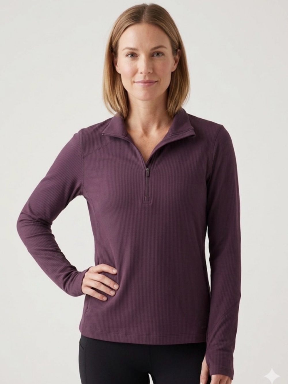 Mondetta Deep Plum Half-Zip Pullover women’s size medium